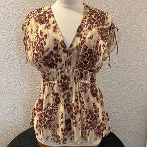 Jonathan Martin Brown Cheetah print Blouse Size M